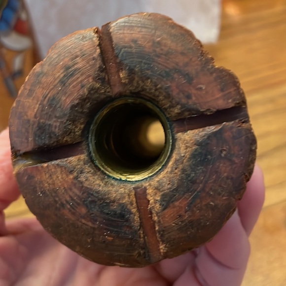 Trio of wooden antique spools - one hand painted with carousel horse - Picture 10 of 10